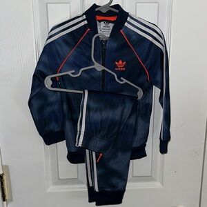 Adidas Dark Blue Tracksuit with Bright Red Details
